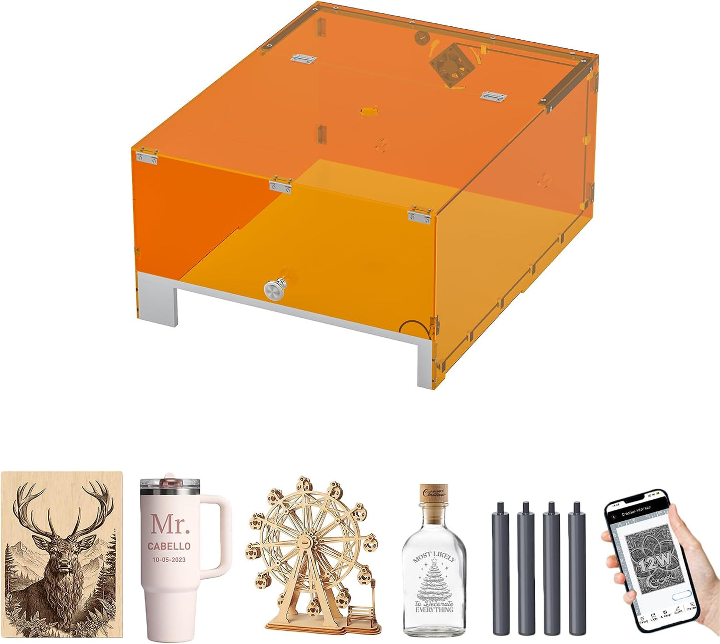 Laser Engraver Enclosure for K15 Pro Laser Engravering Machine, 280X470X210Mm, Fully Enclosed Eye Protection Shield with Built-In Smoke Extraction Fan, Auto-Stop Safety Feature