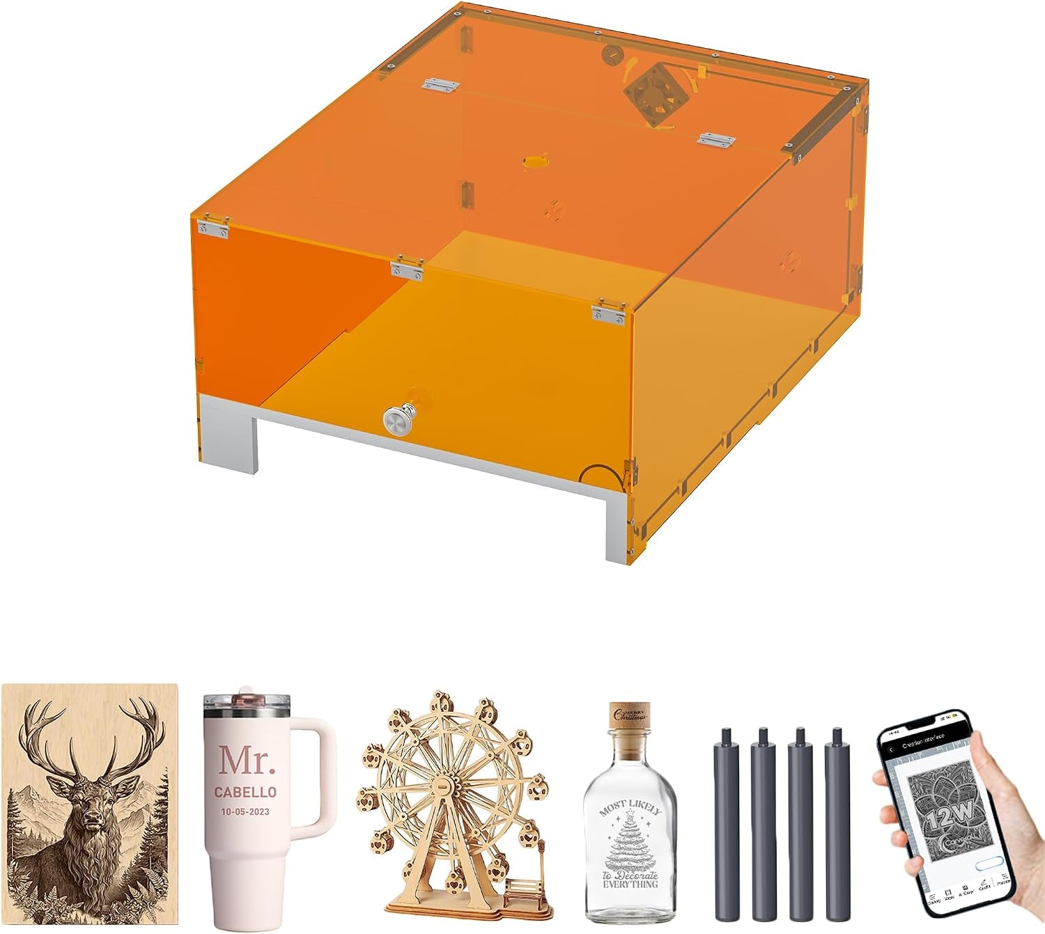 Laser Engraver Enclosure for K15 Pro Laser Engravering Machine, 280X470X210Mm, Fully Enclosed Eye Protection Shield with Built-In Smoke Extraction Fan, Auto-Stop Safety Feature