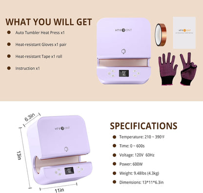 Auto Tumbler Heat Press Machine(Purple), 150 Sheets A4 Sublimation Paper