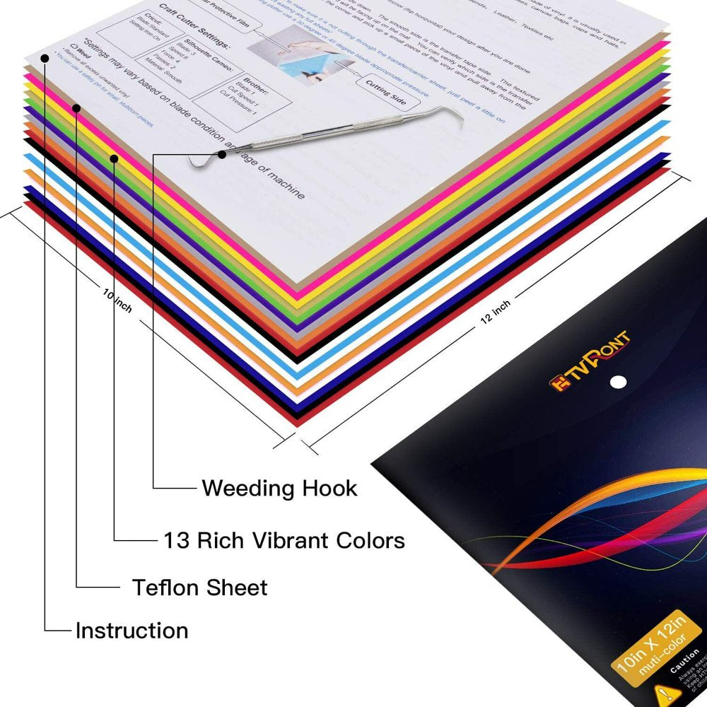 18 Sheets 12" X 10" HTV Heat Transfer Vinyl Bundles Iron on for T-Shirts, Includes HTV Accessories Tweezers, Use with Heat Press Machine