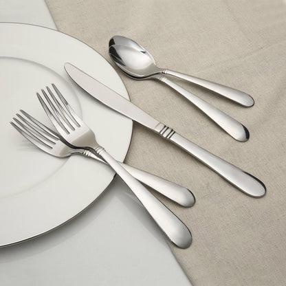 Camfield 20 Piece Stainless Steel Flatware Set, Silver Tableware Service for 4