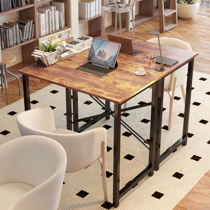 Adult Modern Simple Style with Storage Bag and Iron Hook Small Office Desk, Rust