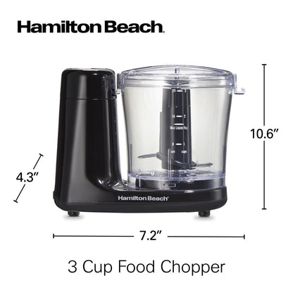 Food Chopper, 3 Cup, Chop, Puree, Emulsify, Stainless Steel Blades, Black, 72900