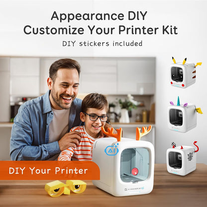 AOSEED 3D Printer for Kids, Fully Assembled AI 3D Printer with 1500+ Models & 17+ Modules, 400Mm/S High Speed, Auto Leveling, STEM Toy Gift with 8 PLA Filaments for Home & School, X-Maker Joy AI+