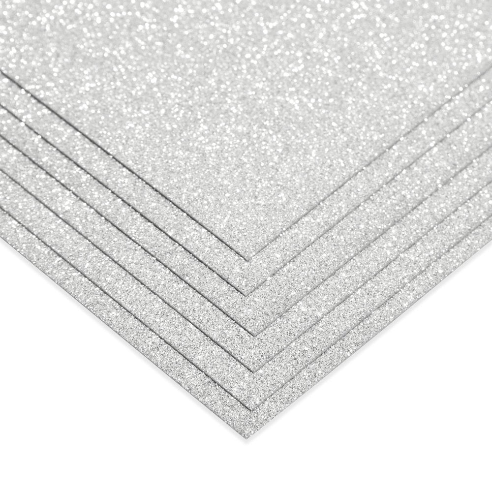 24 Sheets Silver Glitter Cardstock Paper for Scrapbooking, Arts, DIY Sparkle Crafts, 250Gsm, Double-Sided (8 X 12 In)