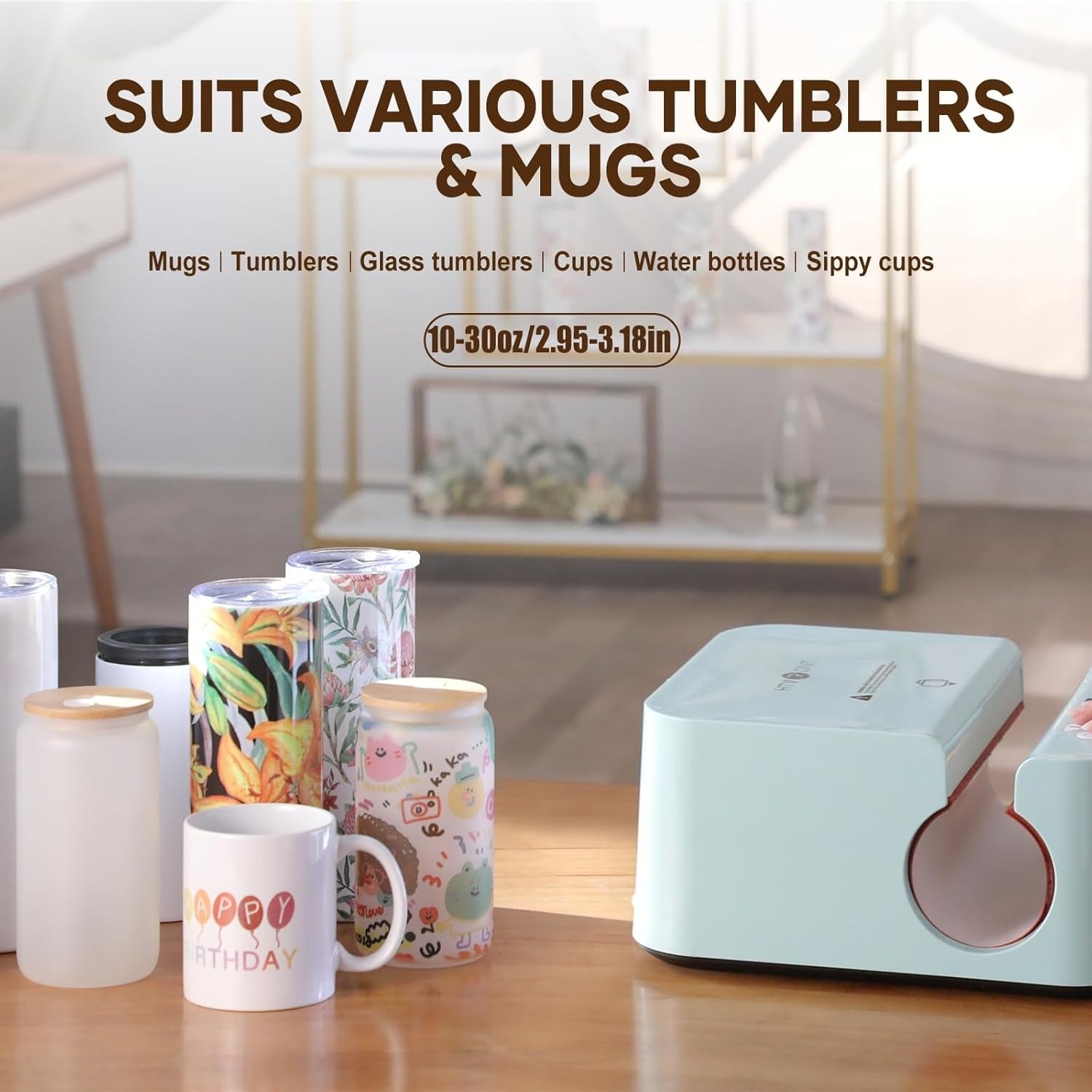 Auto Heat Press Machine for T Shirts, Auto Tumbler Heat Press, Blue