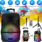 3000W Portable Bluetooth Speaker with Stand 12" Subwoofer Sound Party PA System Mic LED 16LBS