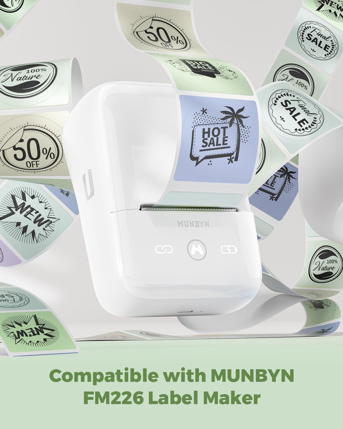MUNBYN 2 Inch Circle Thermal Labels, Multicolor Thermal Label Stickers for Custom Logo, Candle, 150 Sheets/1 Roll