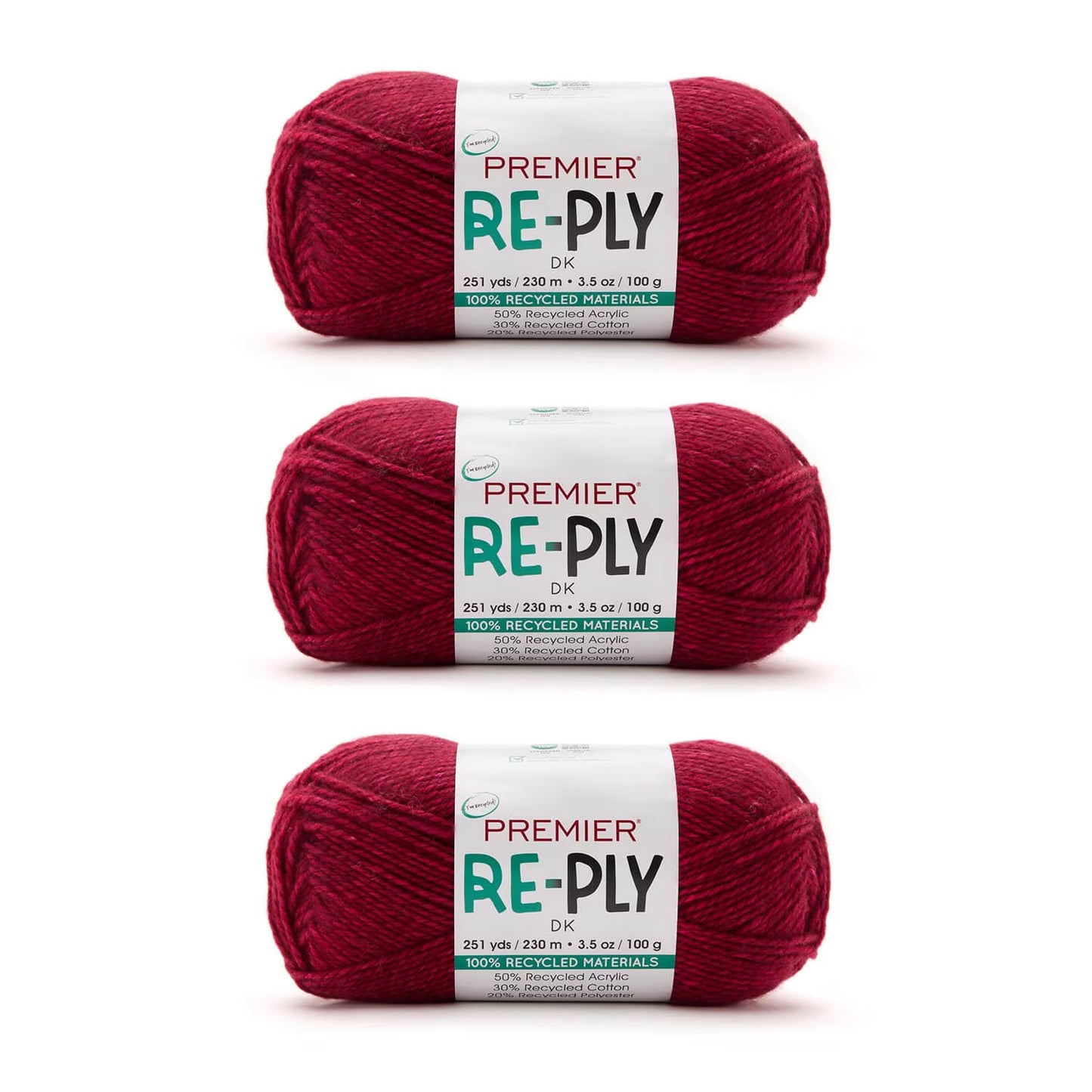 Re-Ply Bag of 3, Light Weight, Recycled Acrylic Cotton Blend Yarn