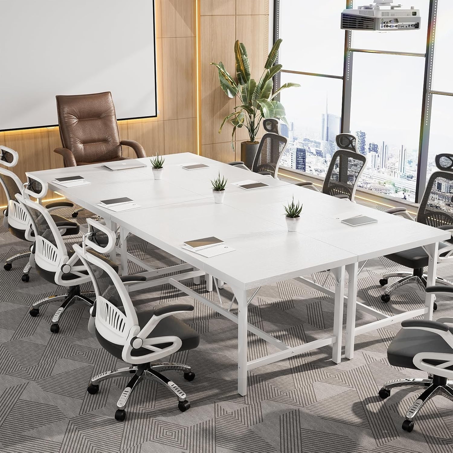 63 Inch Computer Desk, Sturdy Large Office Desk, Premium 2 Person Long Desks, Super Thick Study Writing Gaming Table, Modern Computer Table, Easy to Assemble, White