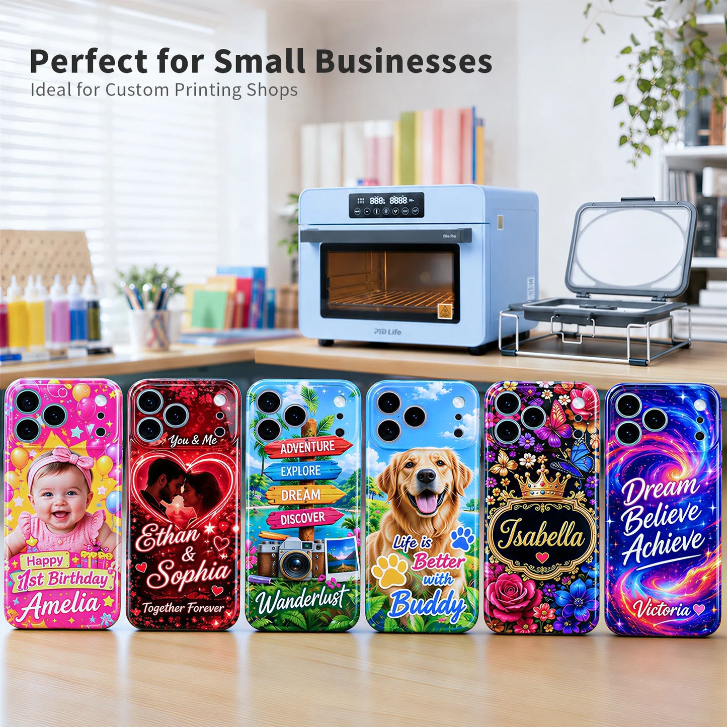 3D Iphone Case Kit with 1 Pack 3D Printing Metal Mold Iphone Cover Tool and 8 Pack Blank Sublimation Phone Case for Iphone(Ship from China)