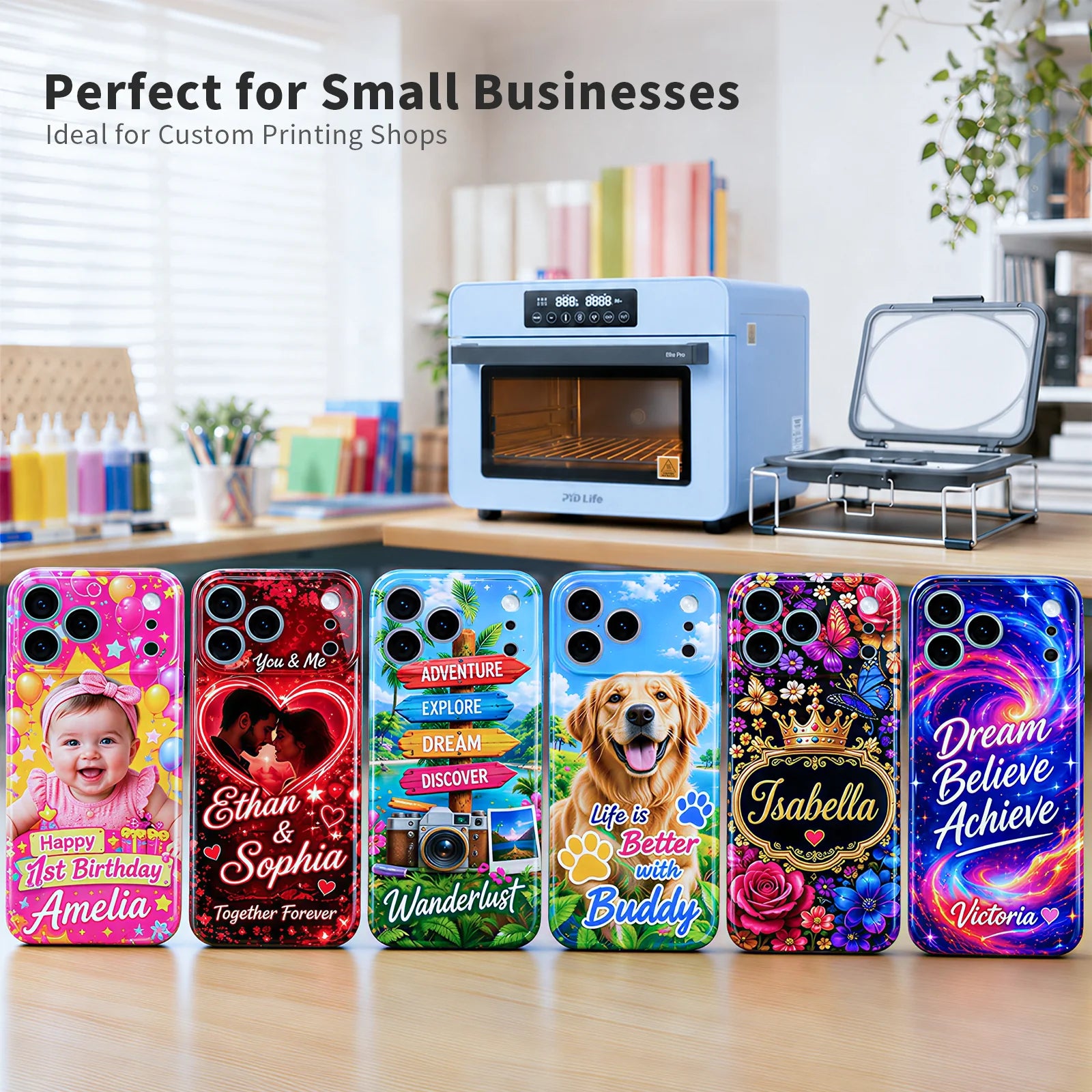 3D Iphone Case Kit with 1 Pack 3D Printing Metal Mold Iphone Cover Tool and 8 Pack Blank Sublimation Phone Case for Iphone(Ship from China)