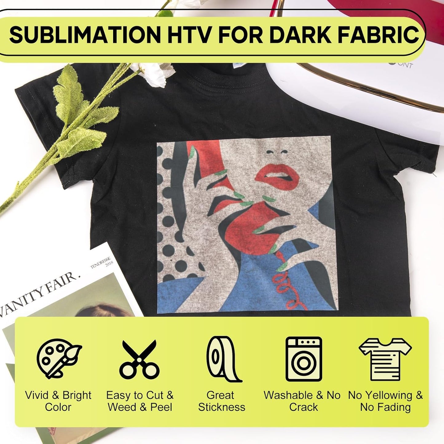 20 Pack 12" X 12" Sublimation HTV & 12" X 5Ft Sublimation HTV for Dark Fabric