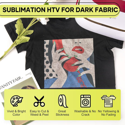 20 Pack 12" X 12" Sublimation HTV & 12" X 5Ft Sublimation HTV for Dark Fabric