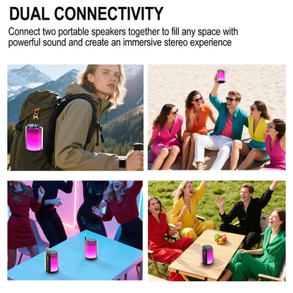 Portable Bluetooth Speaker with RGB Lights, 15H Playtime, IPX5 Waterproof, HD Stereo Sound, Bluetooth 5.3 Wireless Speaker for Party & Outdoor Use