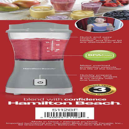 Single Serve Personal Smoothie Blender, 14 Oz. Travel Cup and Lid, Gray, New, 51128F