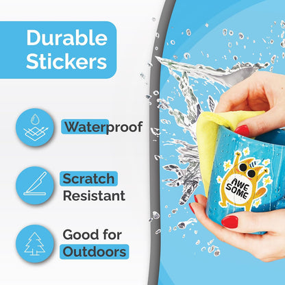 Premium Printable Vinyl Sticker Paper for Inkjet & Laser Printer - 56 Sheets - Glossy White - Self-Adhesive Waterproof Sheets - Dries Quickly & Vivid Colors - Holds Ink Well - Tear Resistant