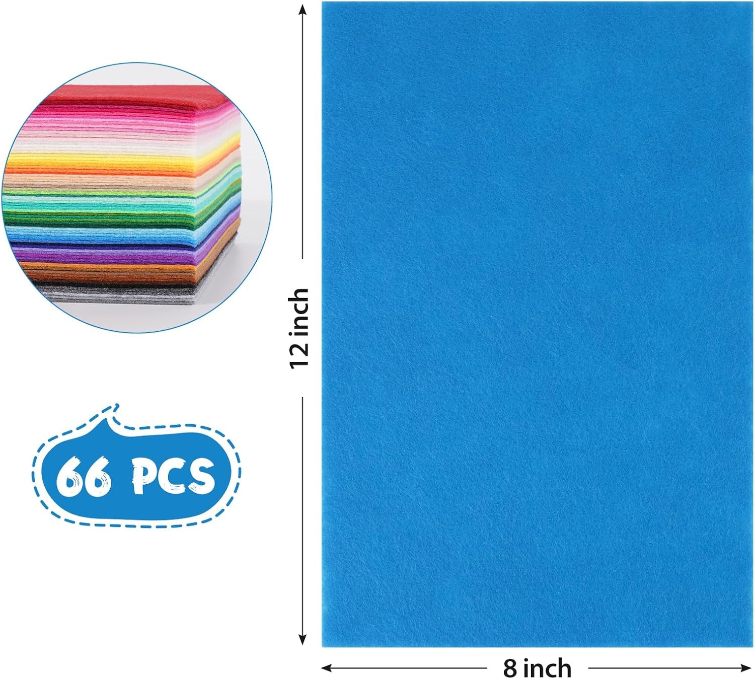 12X8 Inch 66Pcs 40 Colors Felt Sheets, DIY Craft Supplies | Sewing, Patchwork, Card Making and Art Projects