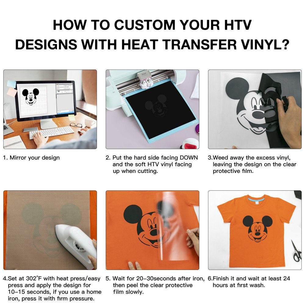 25 Sheets 12" X 10" PU HTV Heat Transfer Vinyl Bundles Iron on for T-Shirts, Includes Teflon Sheet and Weeding Tool for Easy Transfers