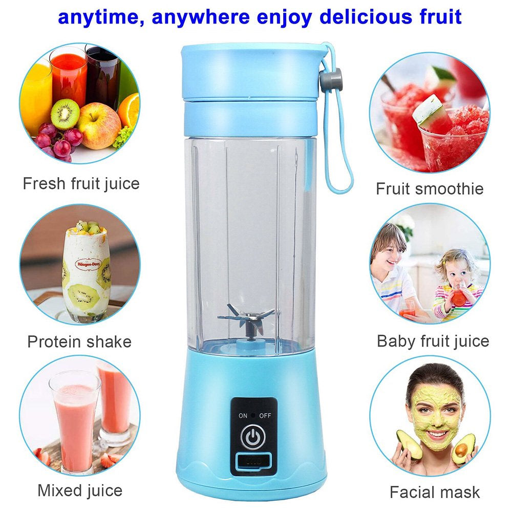 Mini Portable Blender,Smoothies Personal Blender Mini Shakes Juicer Cup USB Rechargeable with 6 Blades,White