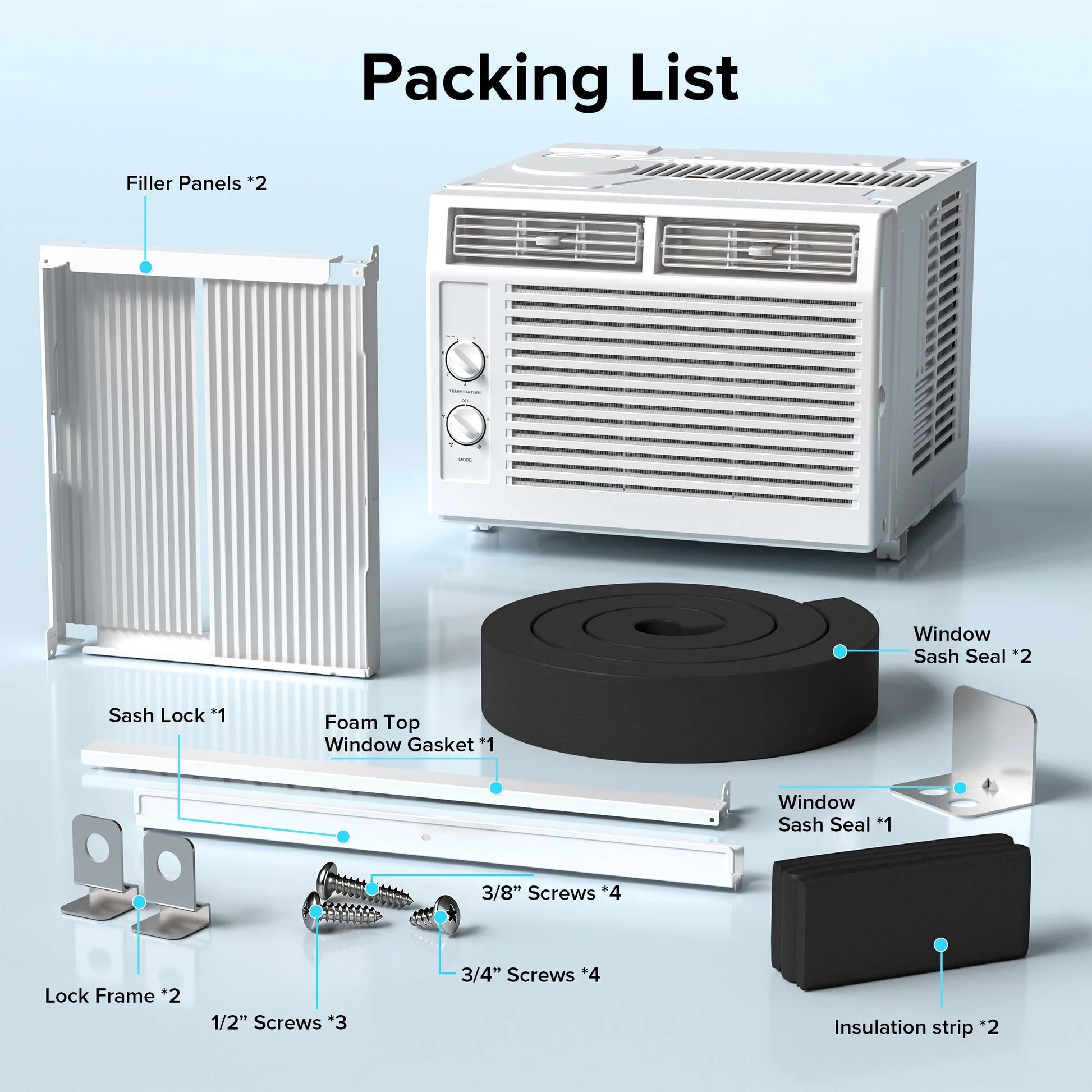 5000 BTU Window Air Conditioner for Small Rooms AC Unit Air Conditioner Cools up to 150 Sq.Ft
