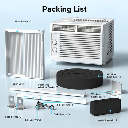 5000 BTU Window Air Conditioner for Small Rooms AC Unit Air Conditioner Cools up to 150 Sq.Ft