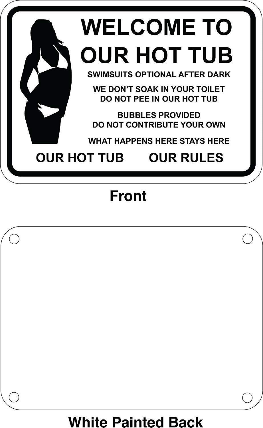 Hot Tub Rules- Clothing Optional-Funny Sign. 7"X 10" Commercial Aluminum with Pre-Drilled Holes