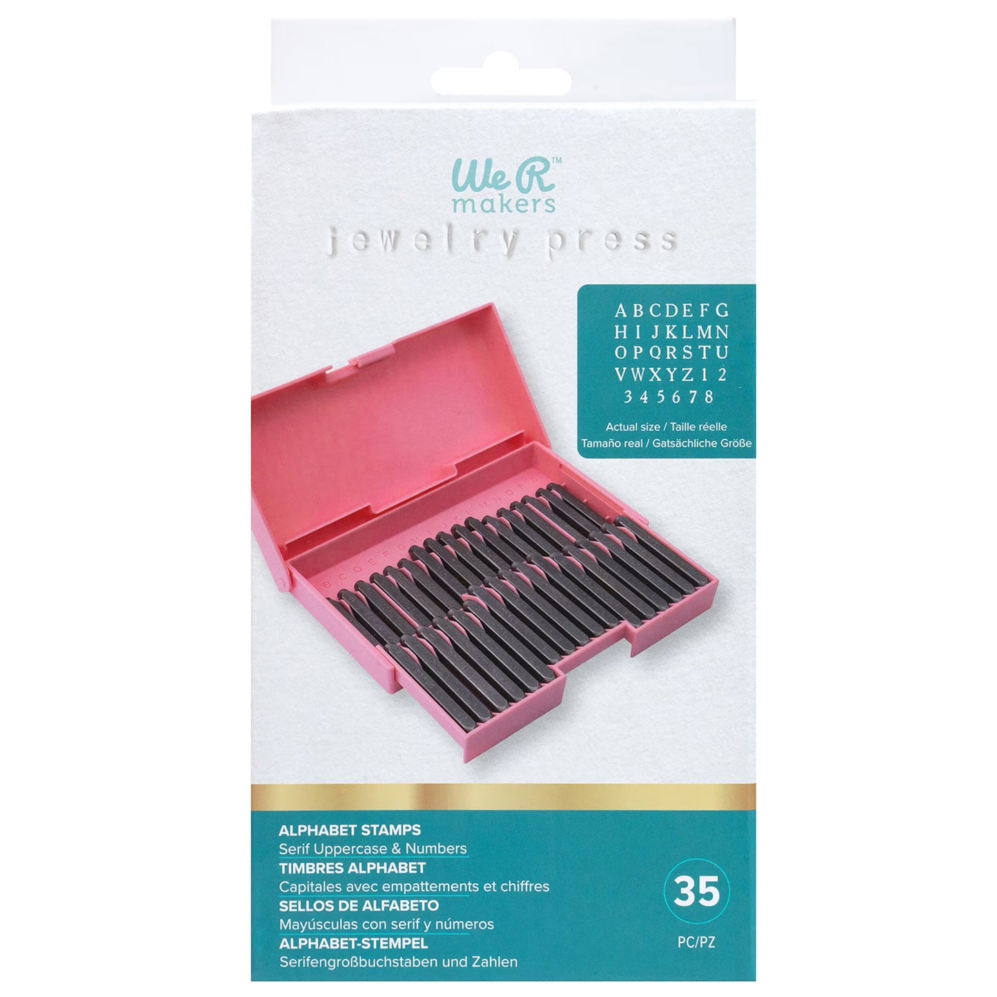 We R Makers Jewelry Press Alphabet Stamps 35/Pkg-Upper Case Serif Font and Numbers