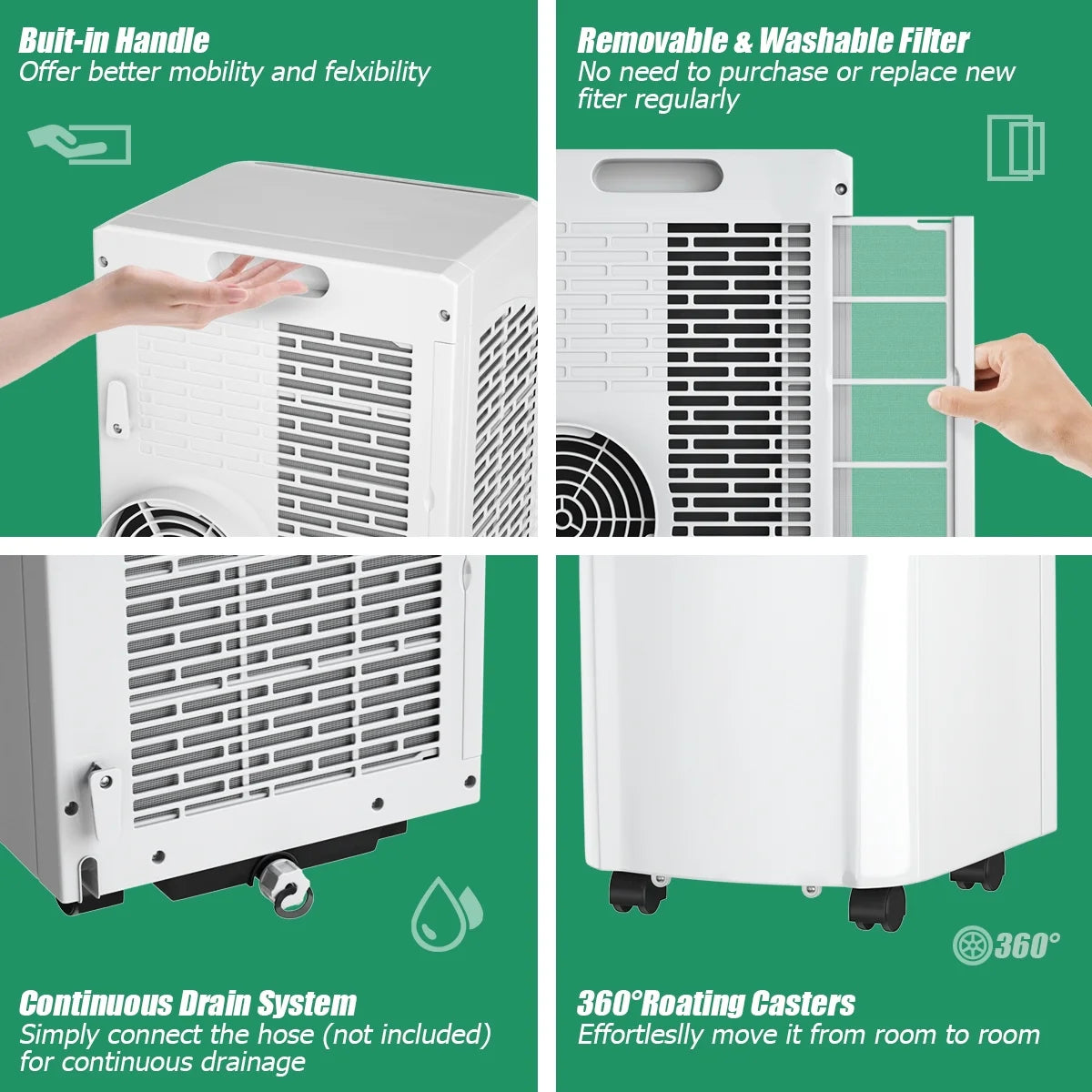 Portable Air Conditioner 5500 BTU (8000BTU ASHRAE) Dehumidifier