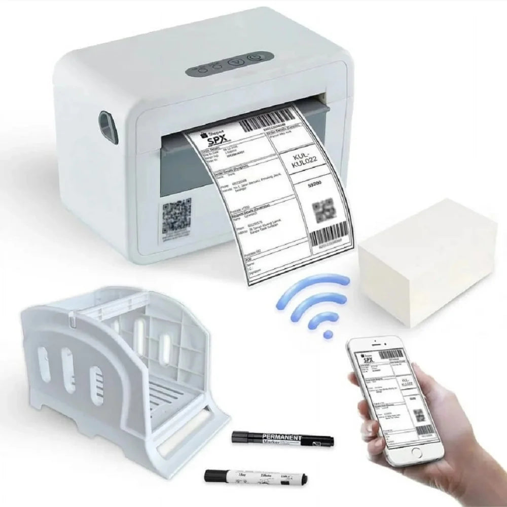 Thermal Label Printer, 203DPI Usb-Bluetooth Shipping Label Printer with Holder