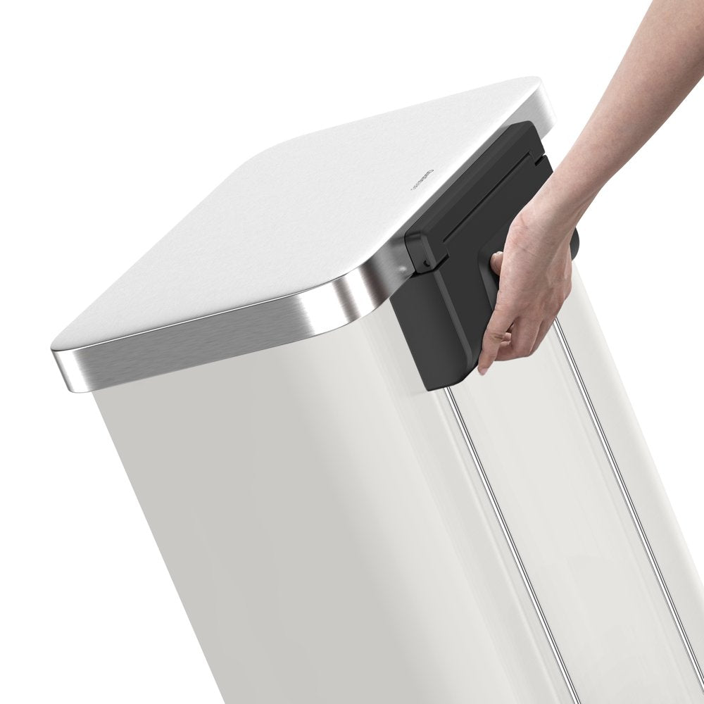 20 Gallon Trash Can, Stainless Steel Step on Kitchen Trash Can, Matte White