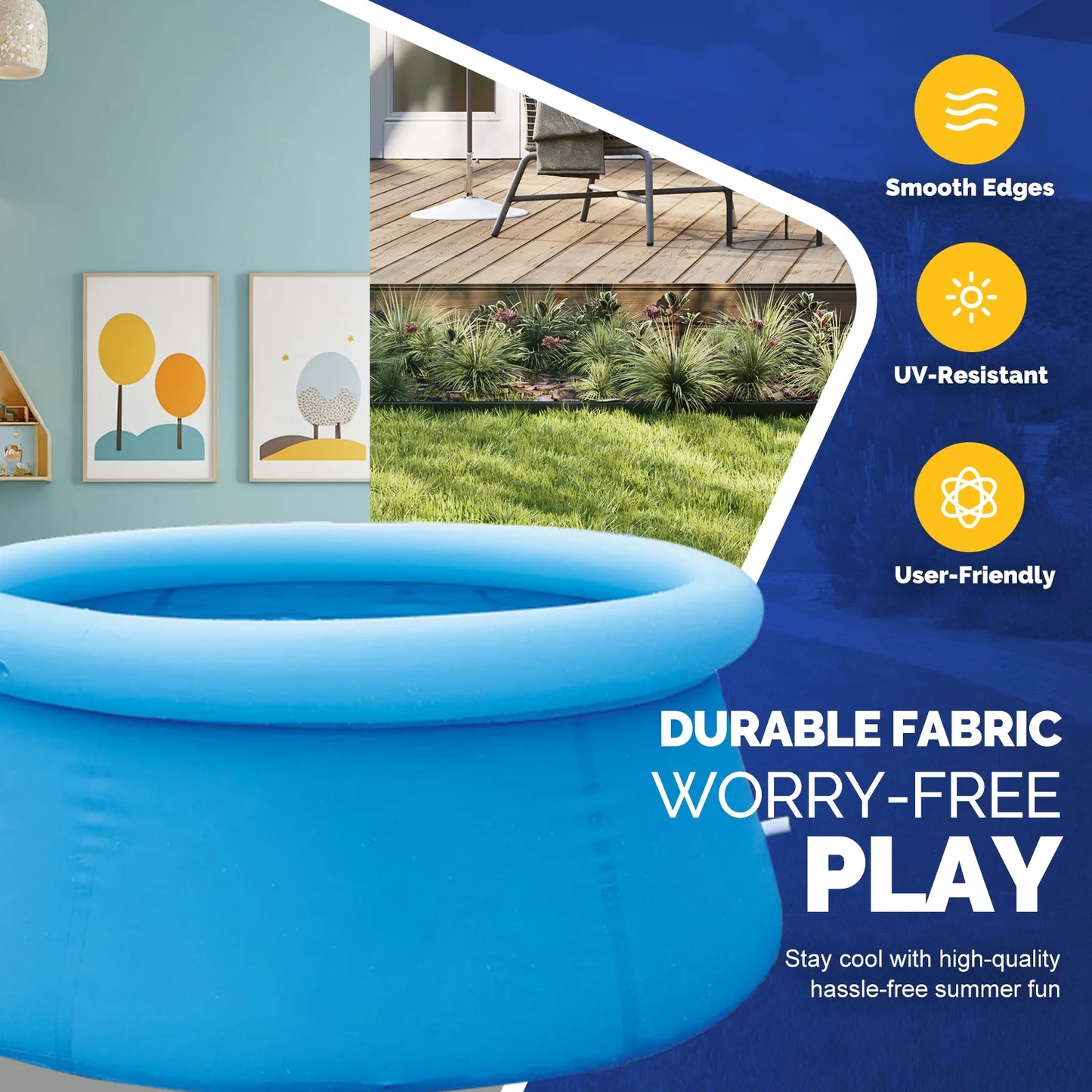 5.9 Ft X 29 in above Ground Inflatable Pools, Top Ring round Pool, Blue
