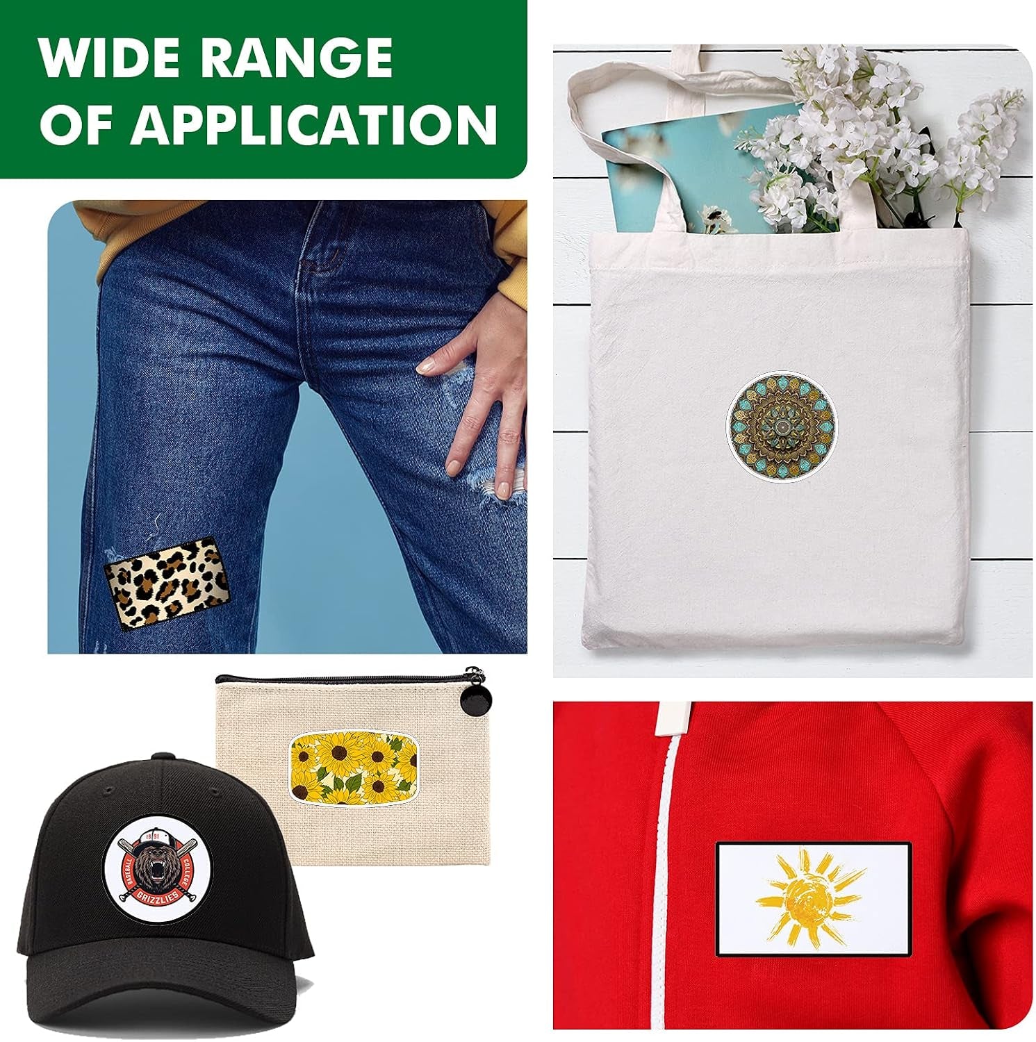 30 Pieces Sublimation Patches Fabric Iron-On Blank Patches 3 Shapes Repair Embroidery Sublimation Blank Hat Embroidery for DIY Crafts, Caps Clothes Shoes Bags Backpacks Uniforms(Black and White Frame)