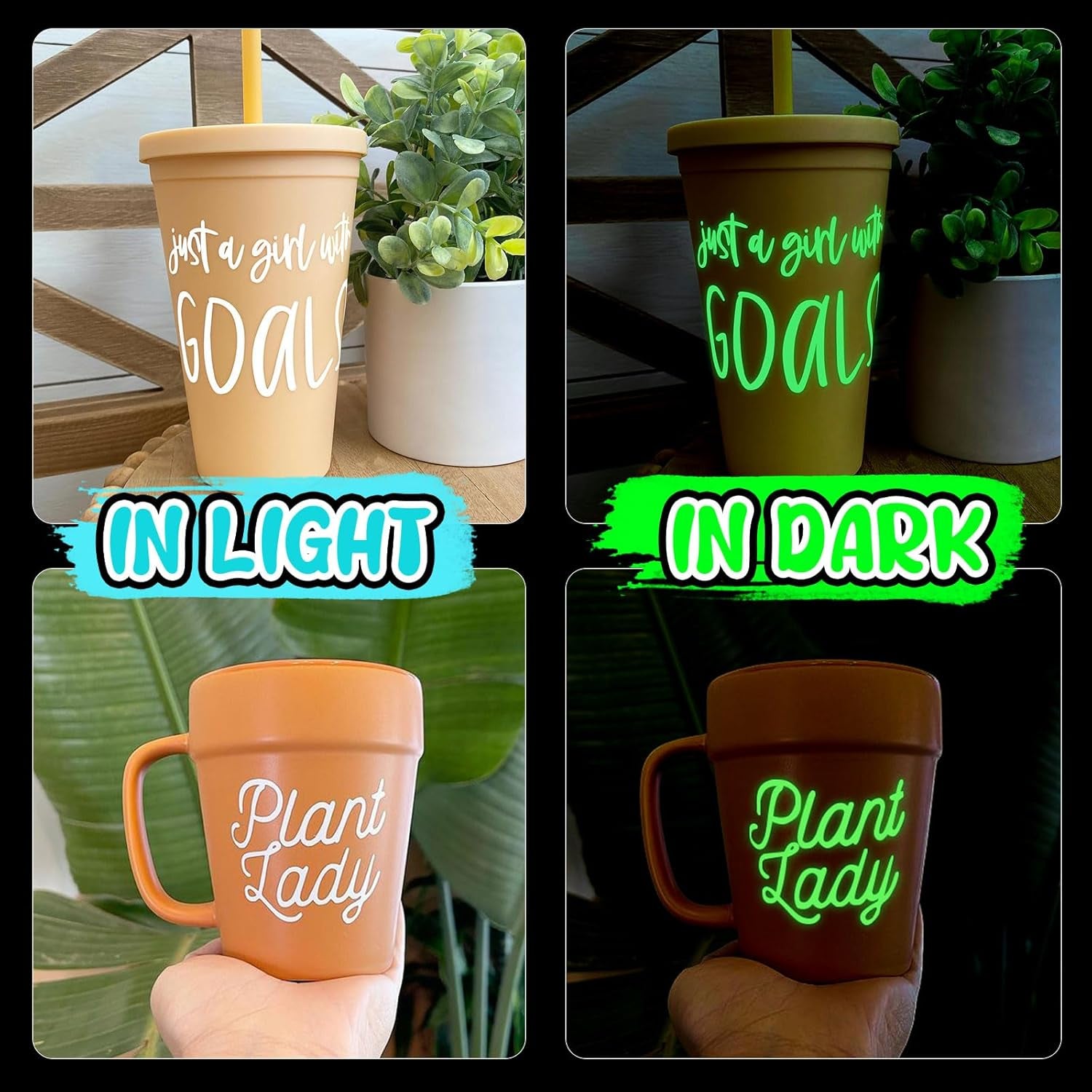 Glow in the Dark Matte Adhesive Vinyl, White to Neon Green, 1Ft X 5Ft for Craft Cutter Sign Plotter Wall Decals Scrapbook Lettering DIY Decorations