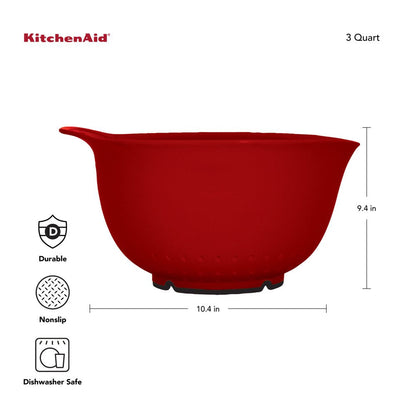 21PC Plastic with Non-Skid Bottom Mixing Bowl and Measuring Set Red