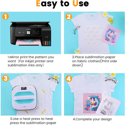 Sublimation Paper 8.5X14 Inches - 30 Sheets Sublimation Transfer Paper Compatible with Inkjet Printer, Easy to Transfer 120 Gsm Sublimination Paper for Tumblers, T-Shirts, Mugs