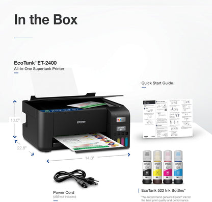 Epson® Ecotank ET-2400 Wireless Inkjet All-In-One Cartridge-Free Supertank Color Printer