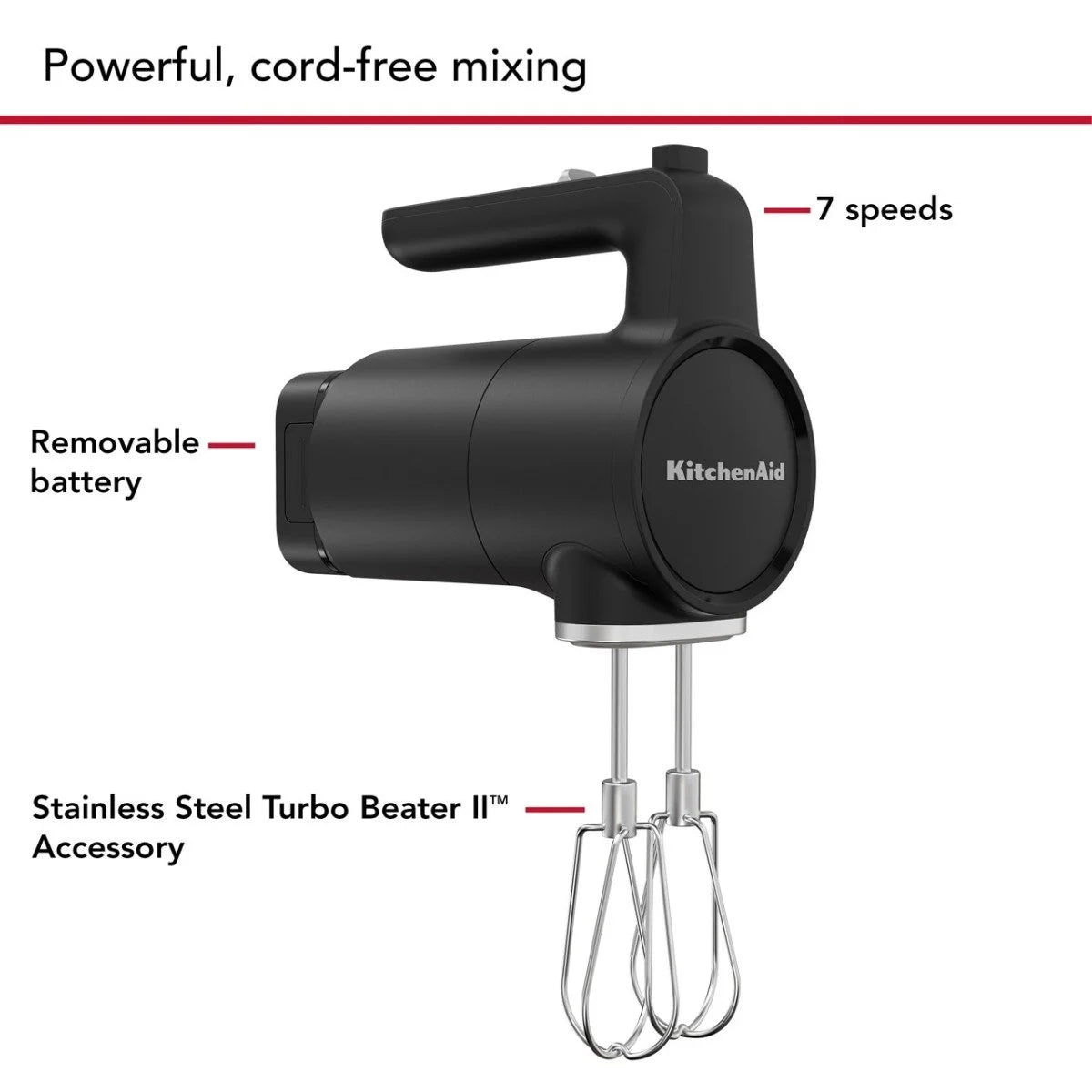 GO Cordless Hand Mixer | Black Matte