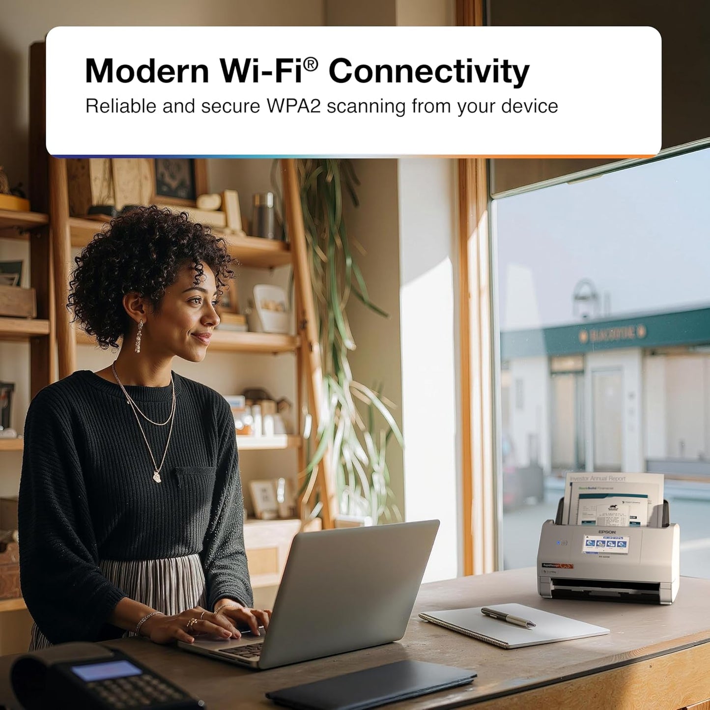Epson Rapidreceipt RR-620W Wireless & USB High-Speed AI & Cloud Ready Desktop Color Duplex Receipt & Document Scanner for Mac & PC, up to 45 Ppm, 4.3" Color Touchscreen, 100-Page Auto Document Feeder