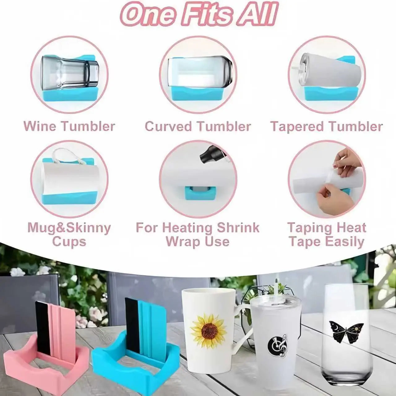 Pink Tumbler Holder + Mini Squeegee
