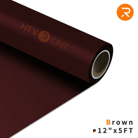 12" X 5FT Heat Transfer Vinyl Brown HTV Rolls for T-Shirts, Clothing and Textiles, Easy Transfers