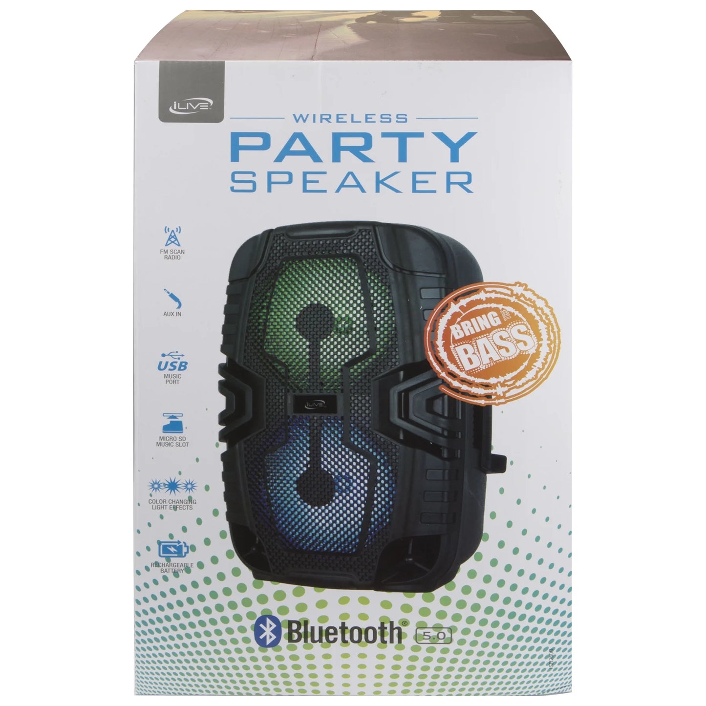 Wireless Tailgate Party Speaker, ISB250B, Black