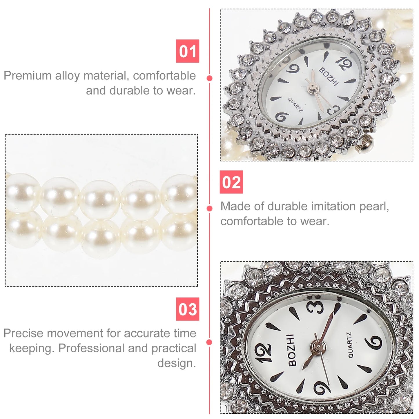 Elegant Women'S Beaded round Watch Stylish Timekeeping Accessory for Everyday Wear