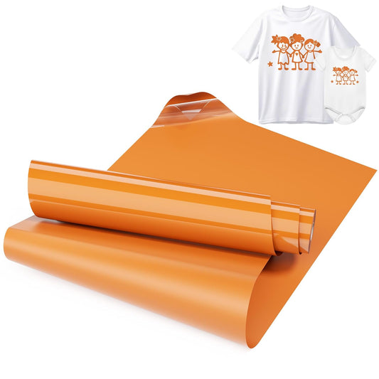 Heat Transfer Vinyl Orange for T-Shirts 12" X 8Ft Iron on Vinyl Roll Compatible All Cutter Machine, HTV Heat Press Vinyl-Easy to Cut & Weed for Fabric Design