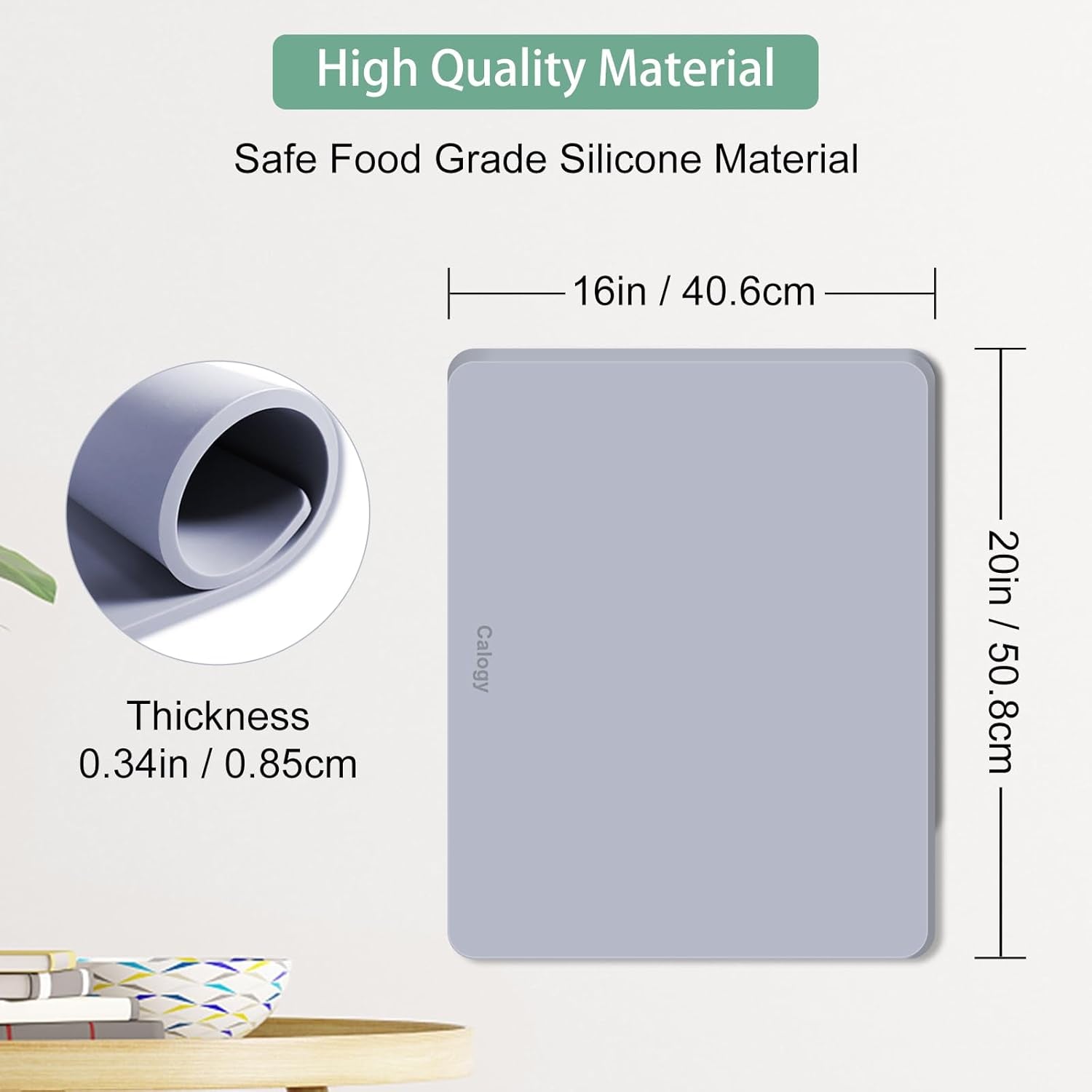 Calogy Heat Press Mat Silicone 16X20 Inch, Heat Press Pad Resistant Fireproof 0.34In Thickness, Double Sided Easy Washable Mat for Vinyl Ironing Insulation Transfer Crafting Sublimation