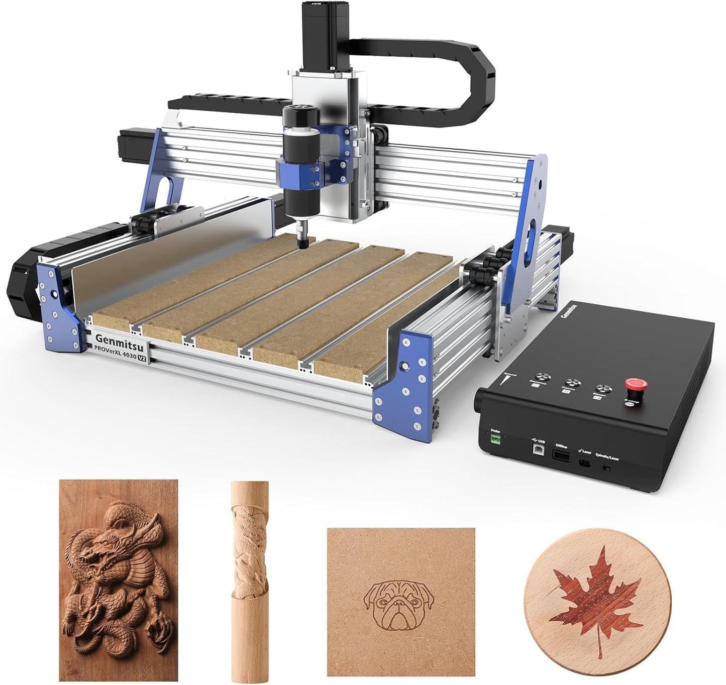 Genmitsu CNC Router Machine Proverxl 4030 V2, NEMA 23 Closed-Loop Stepper Motor, 3 Axis Milling Machine with 400W Spindle, Fast Speed for Wood Metal Acrylic PCB MDF, Working Area 400 X 300 X 110Mm