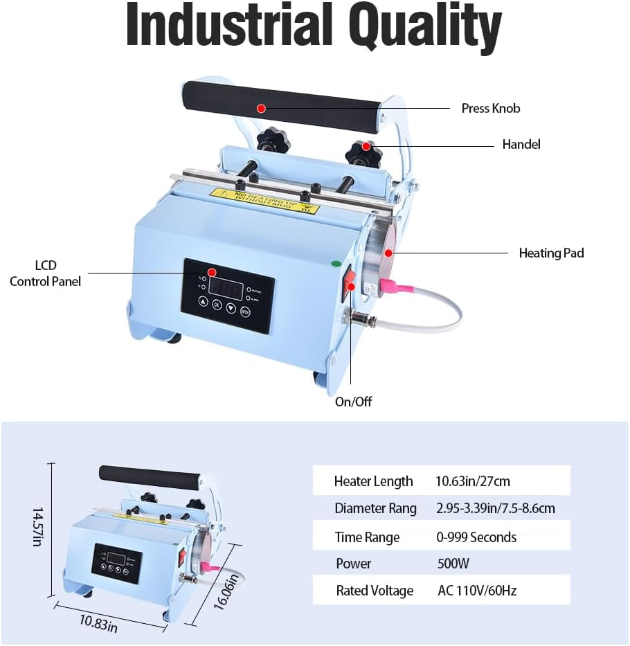 Tumbler Heat Press Machine, Tumblers Press for 20Oz 30Oz Sublimation Skinny Straight Tumblers 11-16Oz Glass Jar 11Oz Ceramic Mugs with Temp&Timer Setting
