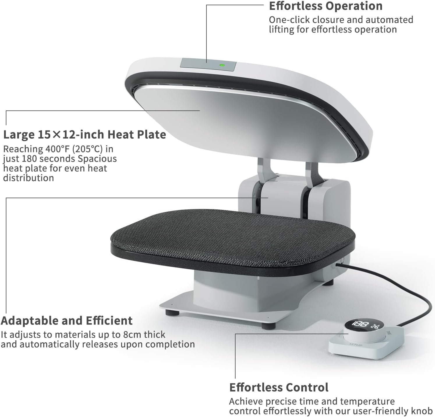 Auto Heat Press Machine for T-Shirts, 15''×12'', 60 Lbs of Enough Pressure, 3-Minute Fast Heating & Even Heat Distribution, Automated Heat Press for Vinyl, Sublimation, Heat Transfer Projects