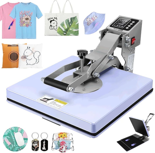 Adnoom Heat Press 15X15, High Pressure Pressing Machine with Slide Out Design,Sublimation Printer for T-Shirt,Heat Transfer Projects,Heating Fast and Evenly,Purple