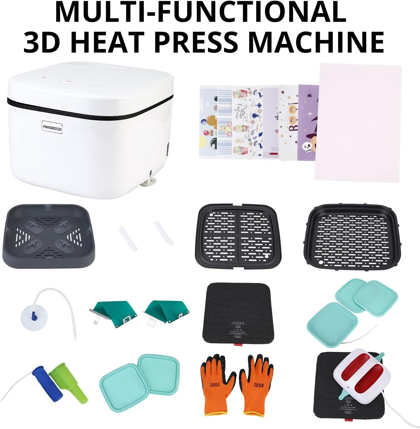 Heat Press Machine All in One, 800W 3D Vacuum Sublimation Heat Press Transfer with Digital Controller, No Shape Limit for T-Shirt, Phone Case, Mug, Plate…